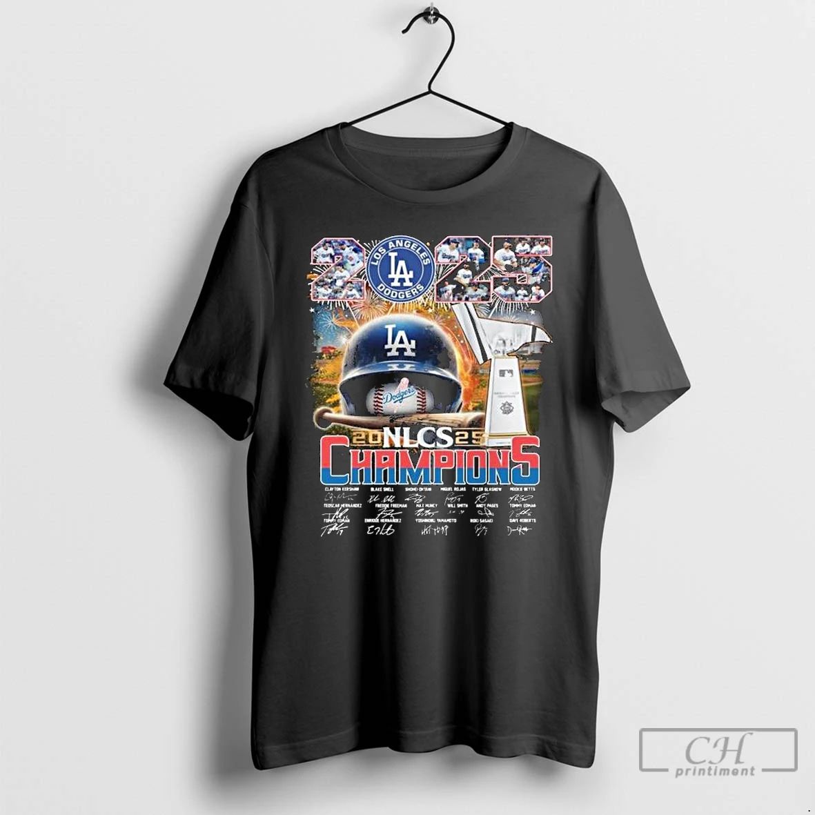 Classic Los Angeles Dodgers Nl Champions 2025 Helmets Signatures Long Sleve T Shirts