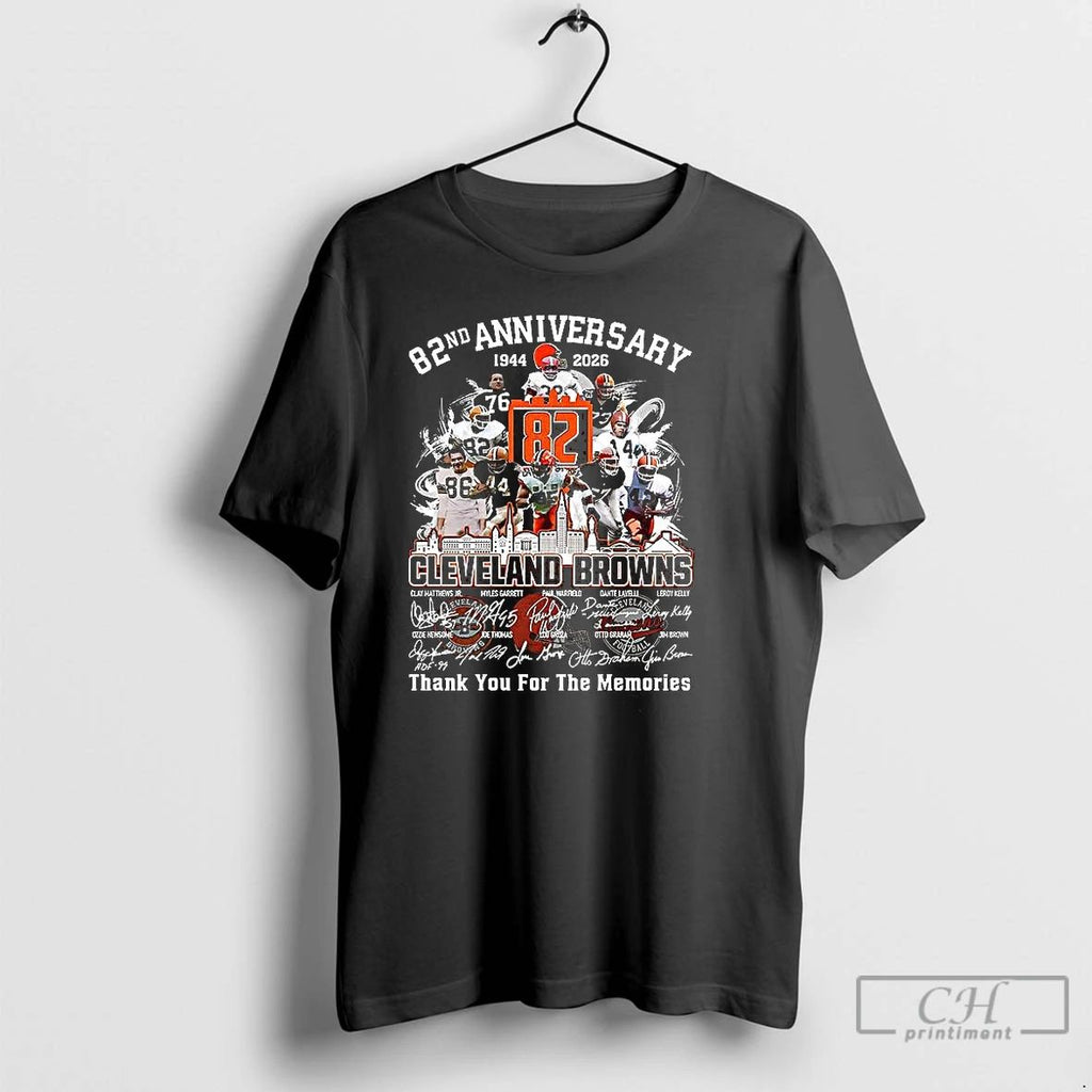 Premium Cleveland Browns Football 82nd Anniversary 2026 Thank You For The Memories Signature T Shirts