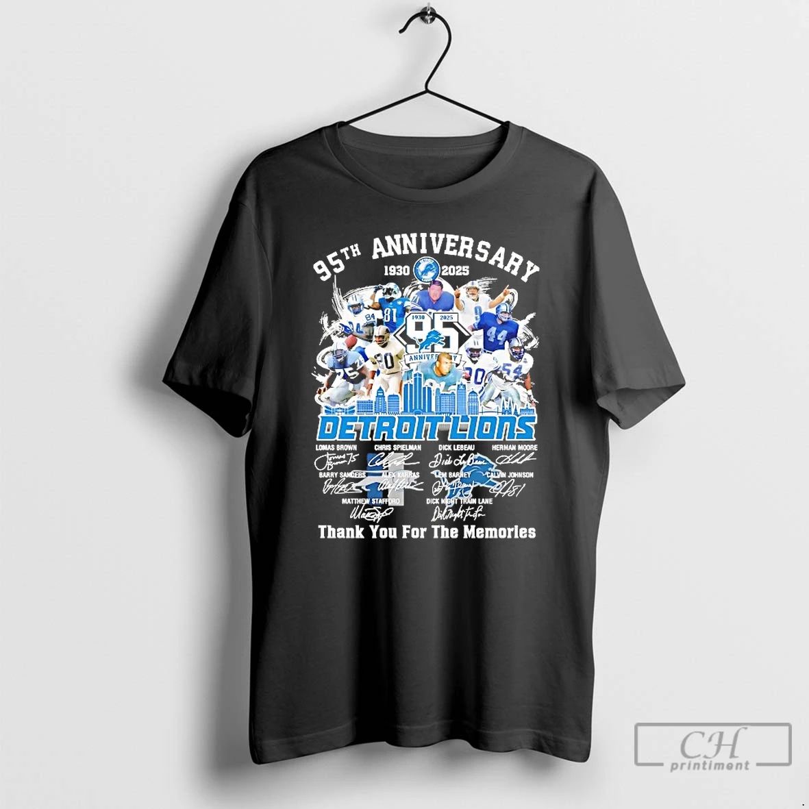 Classic Detroit Lions 95th Anniversary 1930 2025 Thank You For The Memories T Shirts