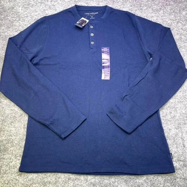 Lucky Brand Thermal Henley Shirt NAVY Long Sleeve Cotton/Poly Blend Pick Size