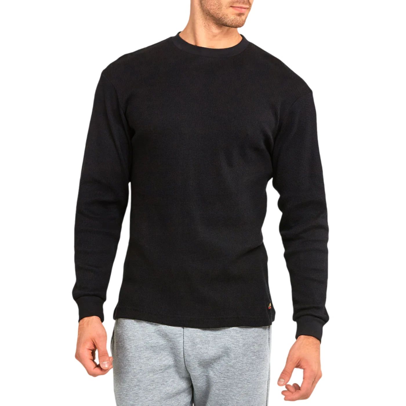 Men's Cotton Thermal Shirts Waffle-Knit Long Sleeve T shirts Thick Outer Sweater