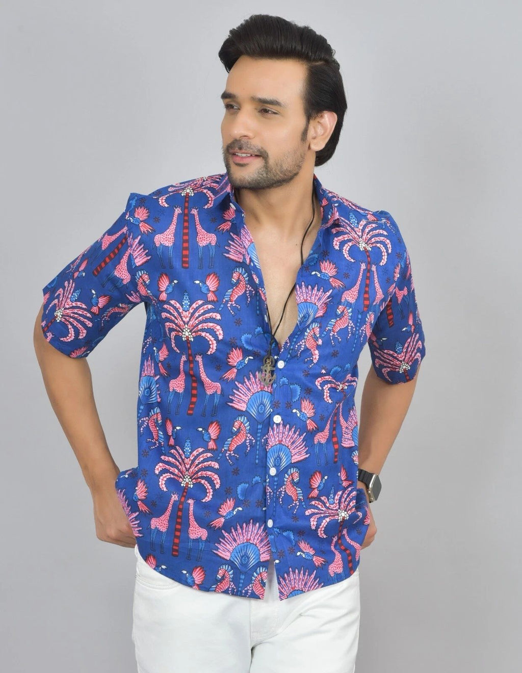 Cotton Men's Shirt Short Sleeve Shirt Stylish Shirt Father's Day Gift For Her