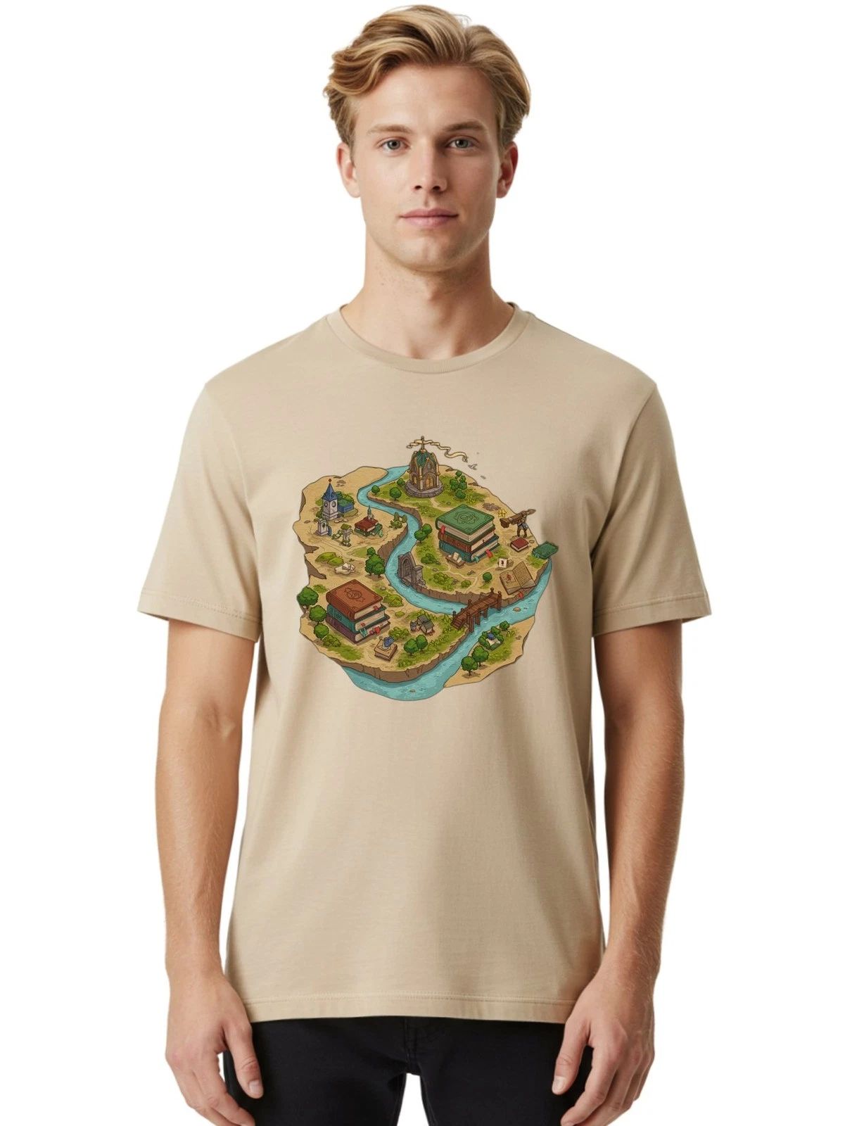 Fantasy-Island Mens Graphic Tee, 100% Cotton, Casual Summer Wear