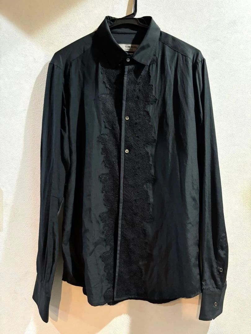 TOM REBL Black Silk Cotton Shirt Size M - Stylish & Elegant