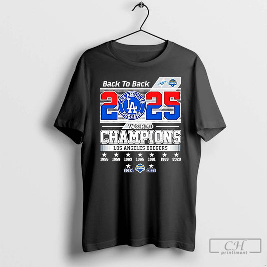 Classic Back To Back Los Angeles Dodgers 2025 World Series Christmas T Shirts