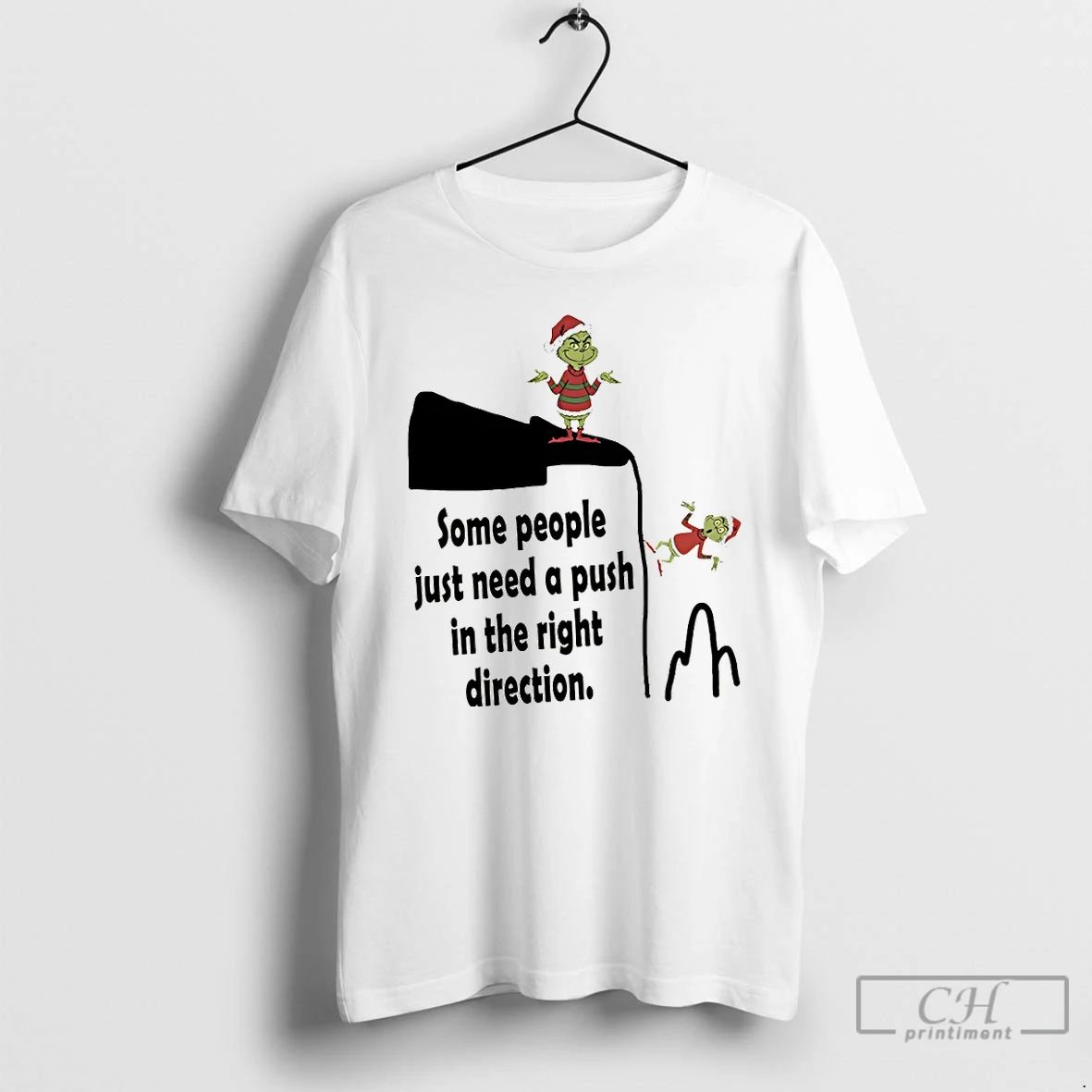 Premium Funny Grinch Santa Hat Some People Just Need A Push In The Right Direction