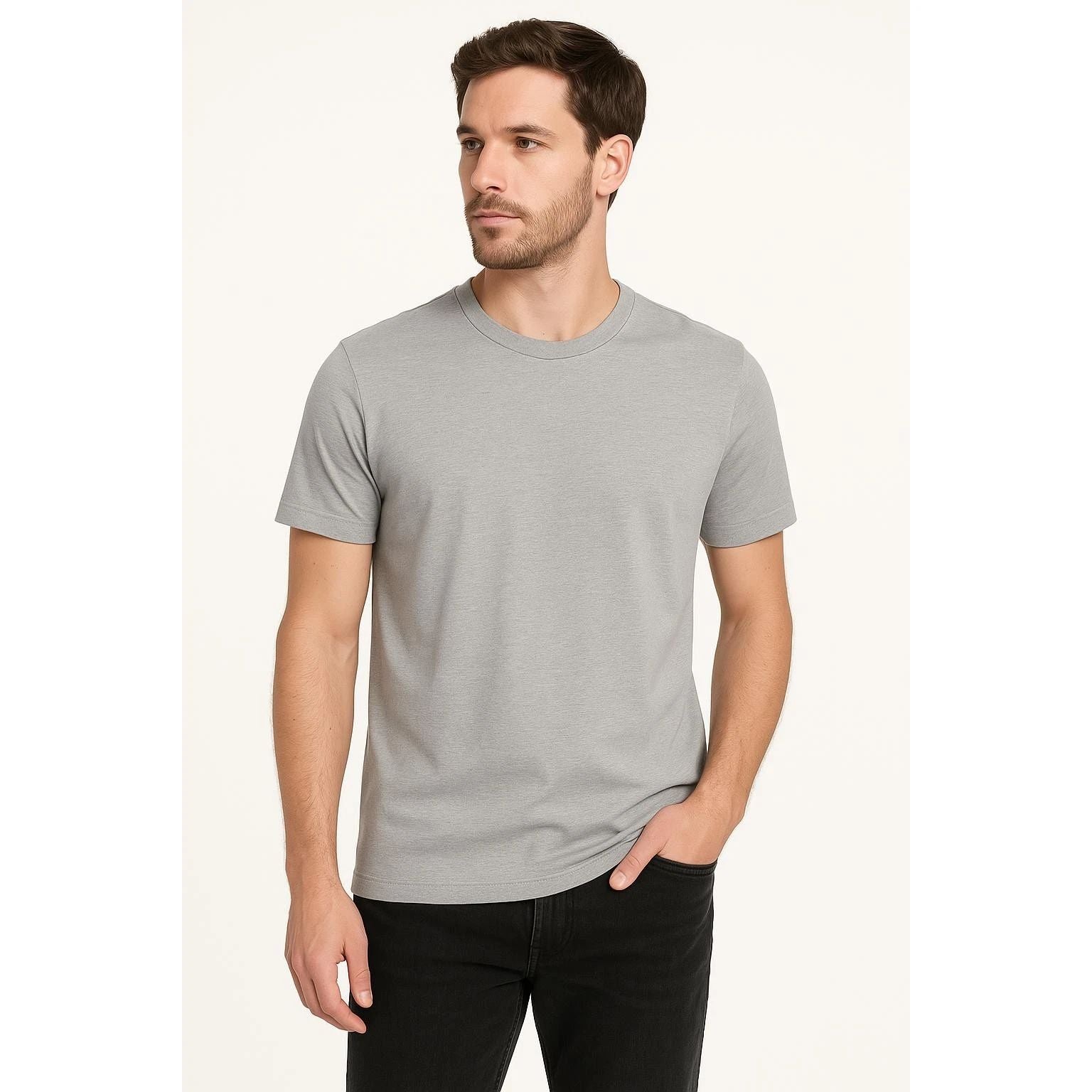 Gray TShirt Mens Small Classic Summer Crew Neck Short Sleeves Modern Minimalist