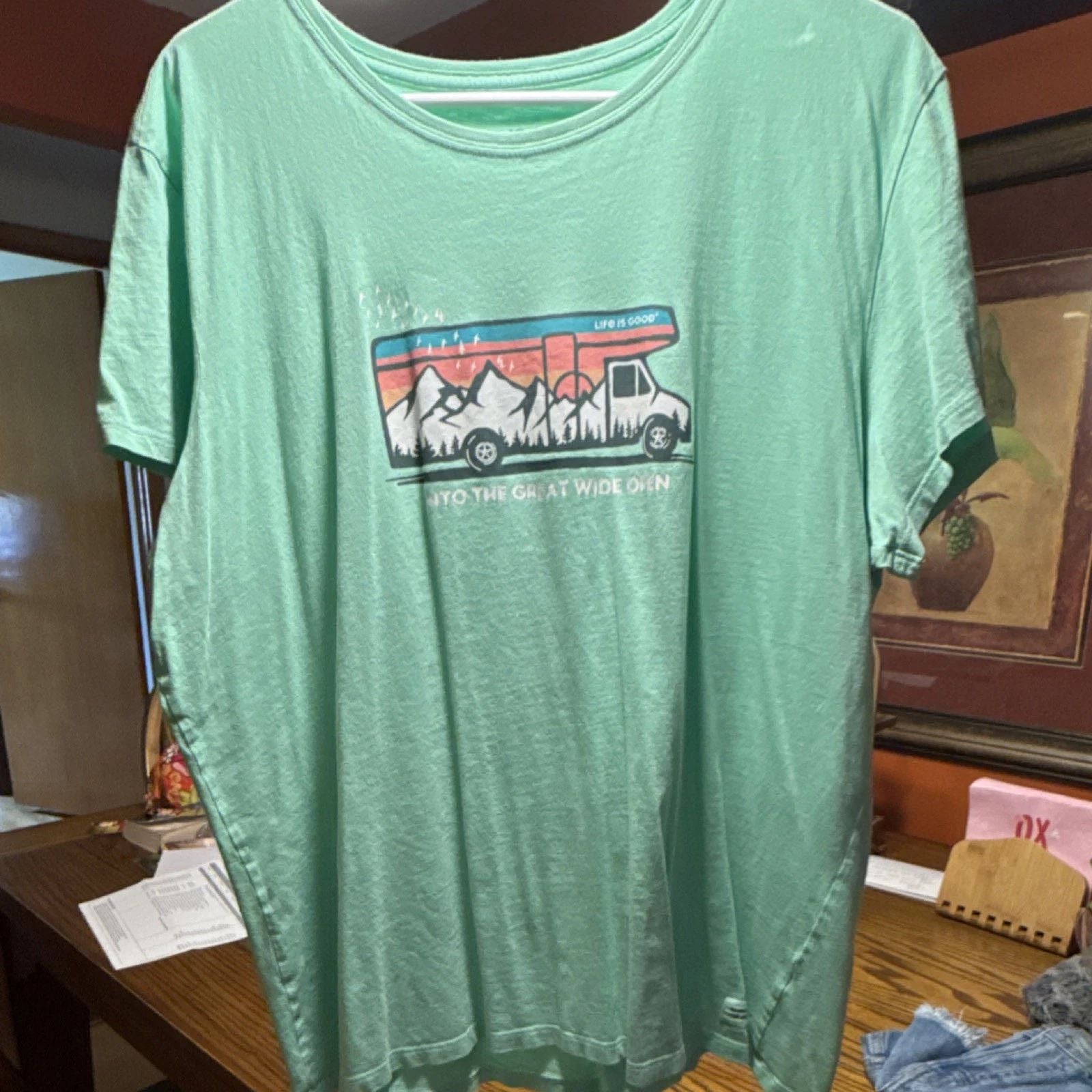 Life is Good Crusher Tee Men's 2XL Green Cotton Graphic T-Shirt Outdoor Nature