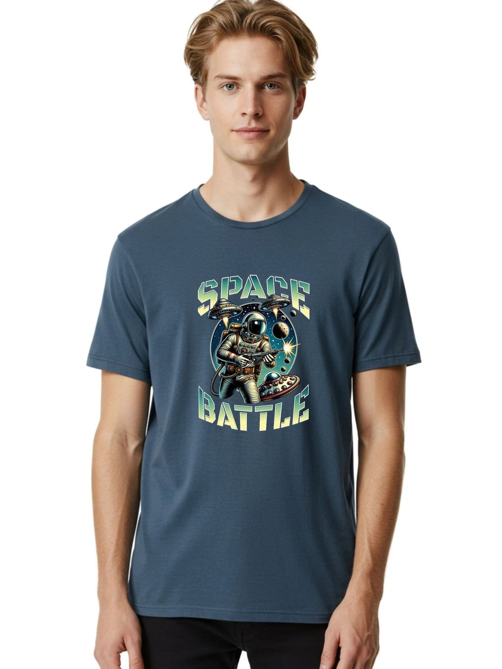 Space-Battle Mens Graphic Tee,100% Cotton,Casual Summer Wear