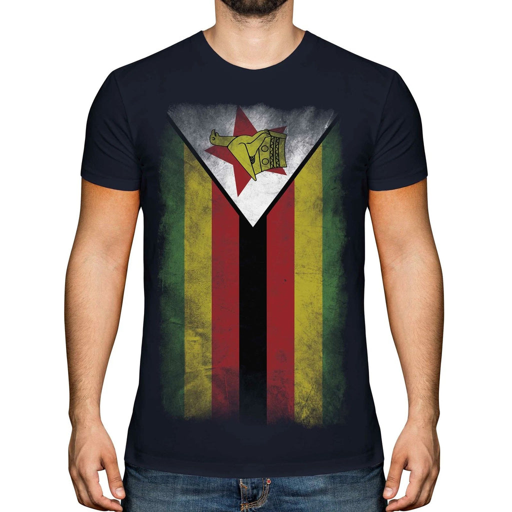 ZIMBABWE FADED FLAG MENS T-SHIRT TEE TOP ZIMBABWEAN SHIRT FOOTBALL JERSEY GIFT