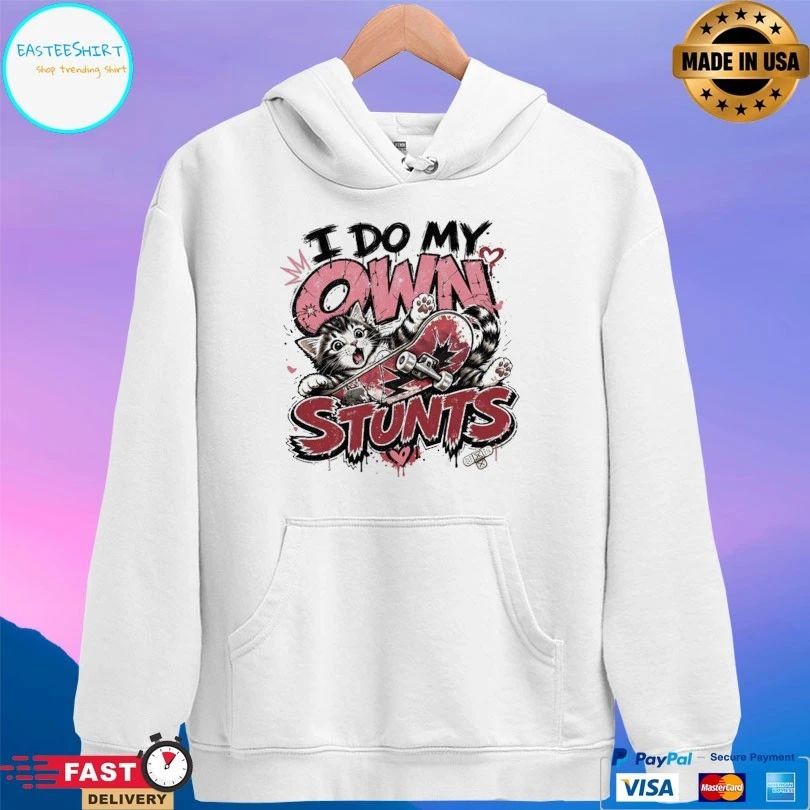 I Do My Own Stunts Skater Kitten T-shirt