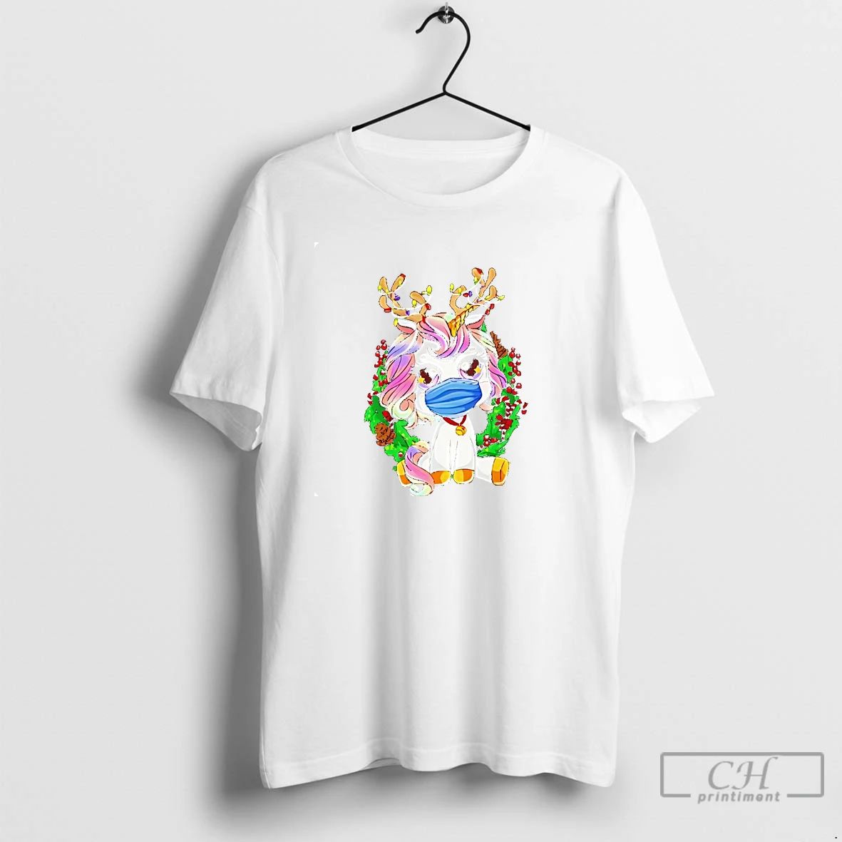 Classic Reindeer Unicorn Masked Holiday Cheer Christmas T Shirts