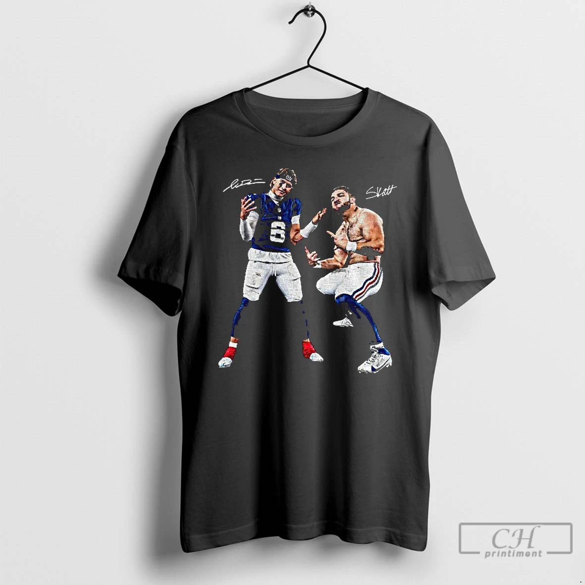 Classic Stream Giants Jaxson Dart Cam Skattebo Celebration Pose Ny Giants Signature T Shirts