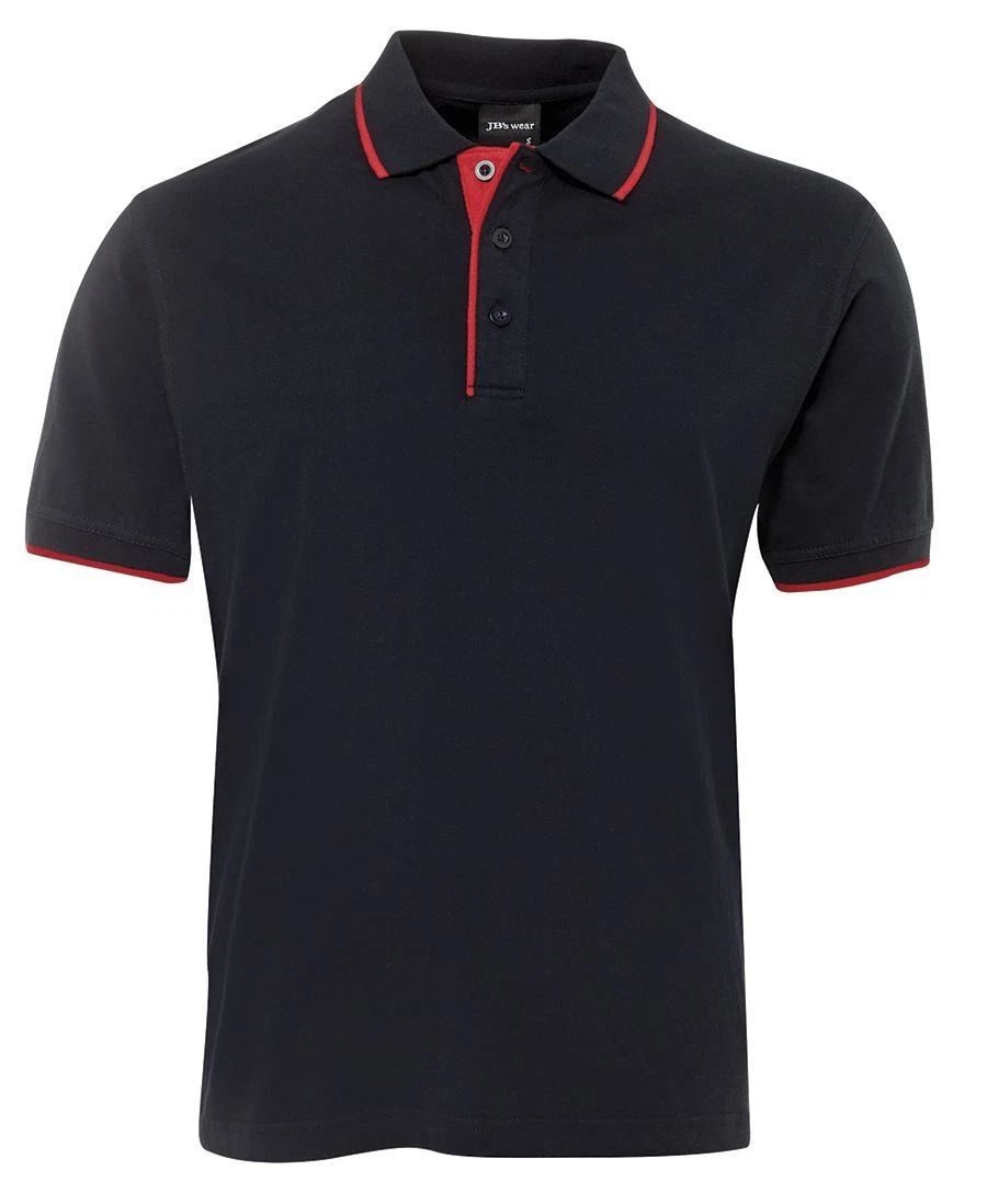 Jb's wear Contrast Tipping Polo Shirt 100% Cotton for Comfort Drop Tail Hem