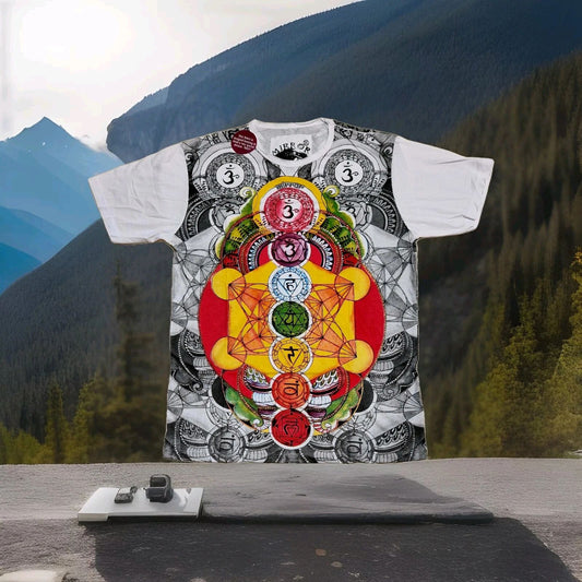 Mirror Brand T Shirt Aum OM Chakra Meditation  Beach Yoga PsyTrance Festival XXL