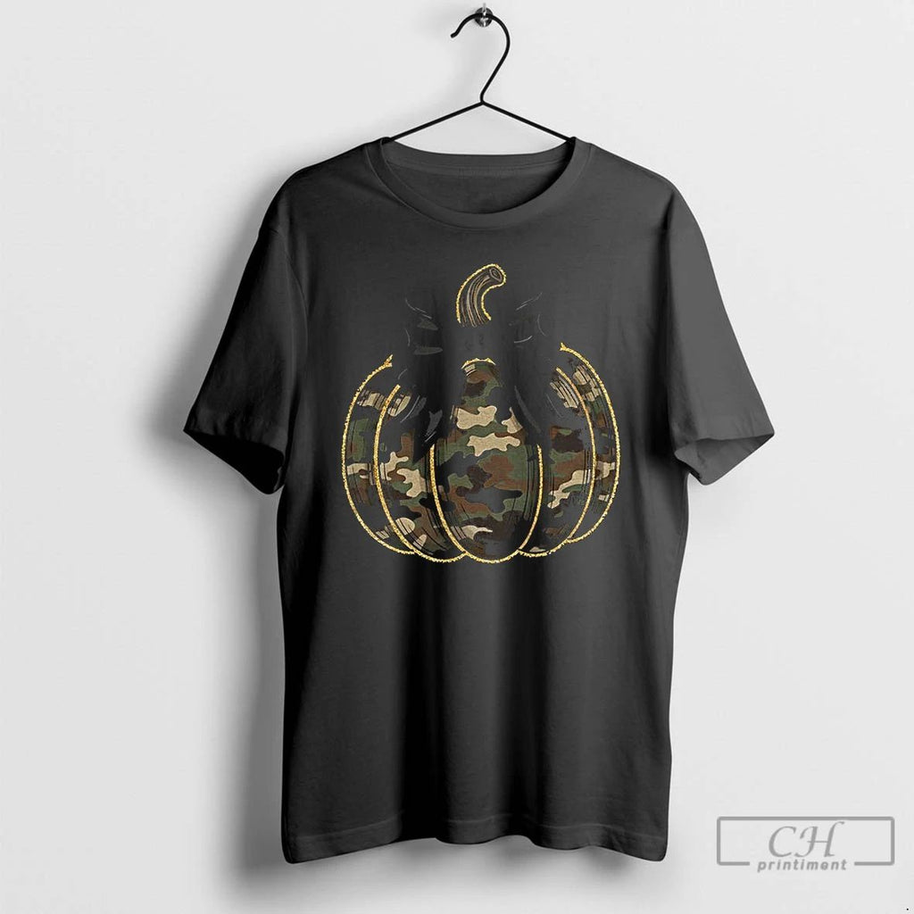 Camo Pumpkin Glitter Coquette Fall Pumpkin Thanksgiving T Shirts