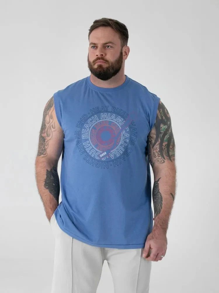 D555 Duke Big Mens Sleeveless T-Shirt Vest Miami Beach Print 2XL-8XL (601902)