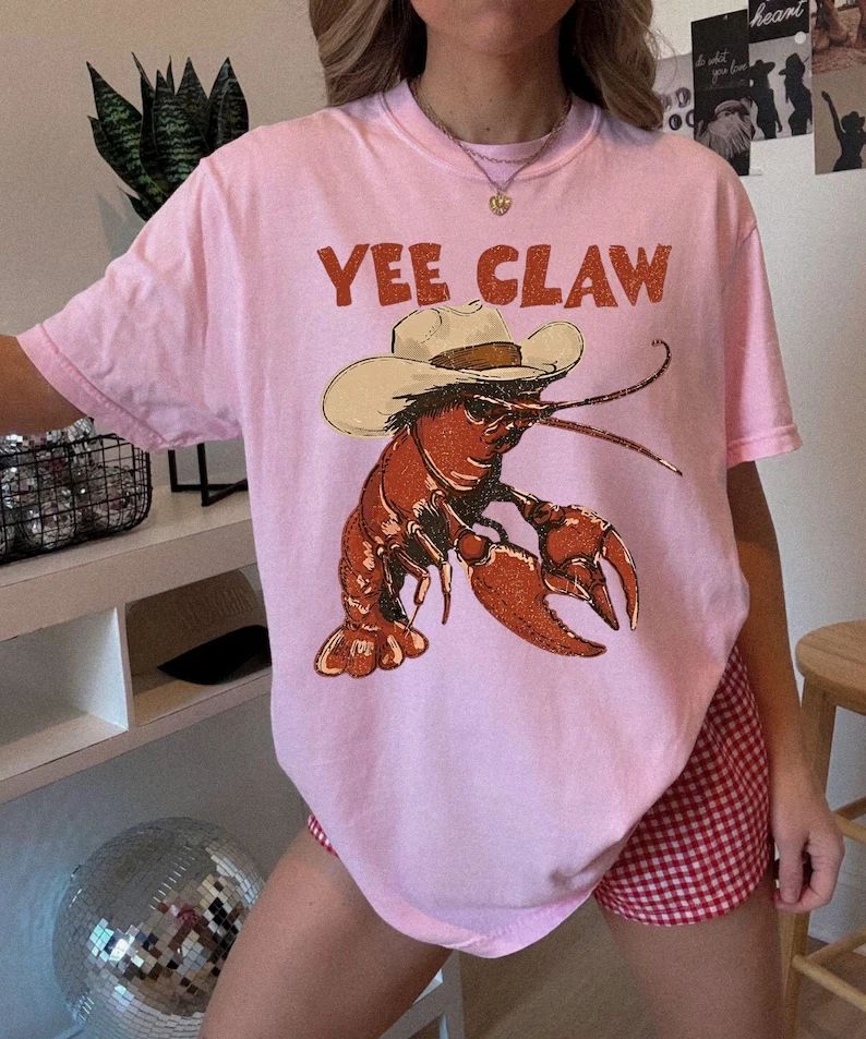 Lobster Cowboy Shirt, Trendy Yee Claw Tee, Funny Lobster Shirt