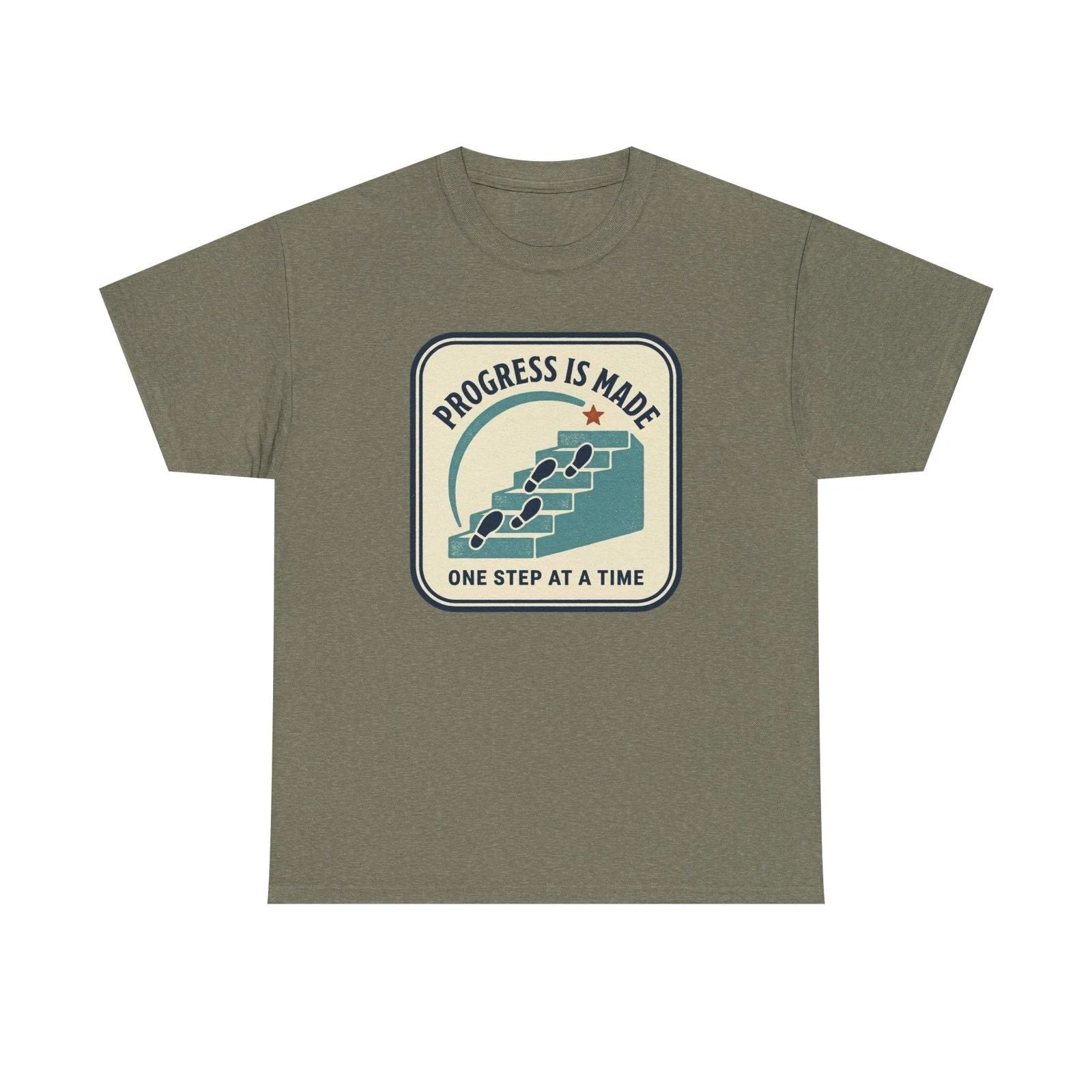 Progress Is Made One Step at a Time Tee | Motivational Steps Graphic