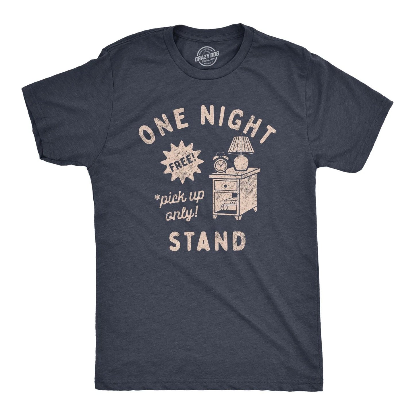 Mens One Night Stand T Shirt Funny Sarcastic Literal Wordplay Sex Joke Tee for