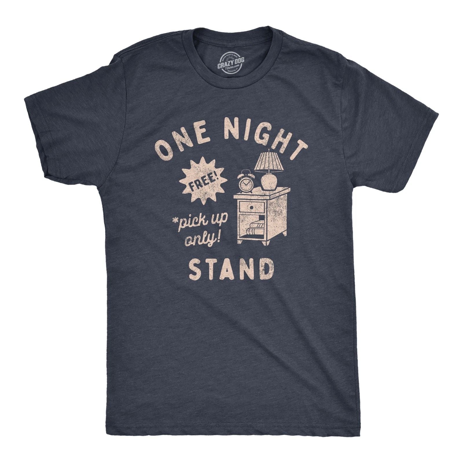 Mens One Night Stand T Shirt Funny Sarcastic Literal Wordplay Sex Joke Tee for