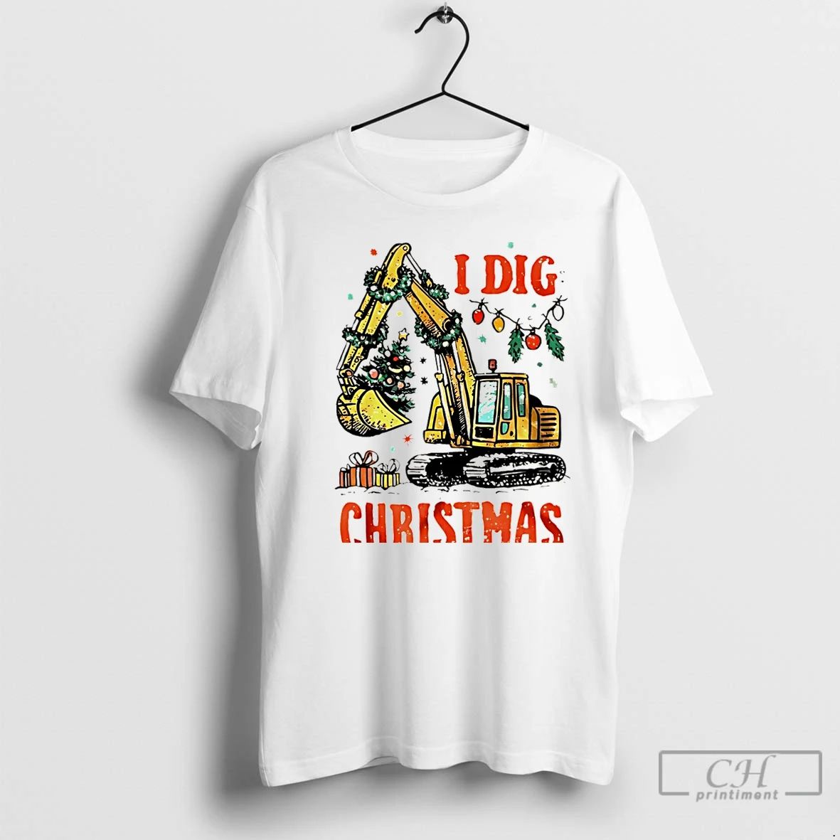 Premium Excavator I Dig Christmas Tree Vintage Christmas T Shirts