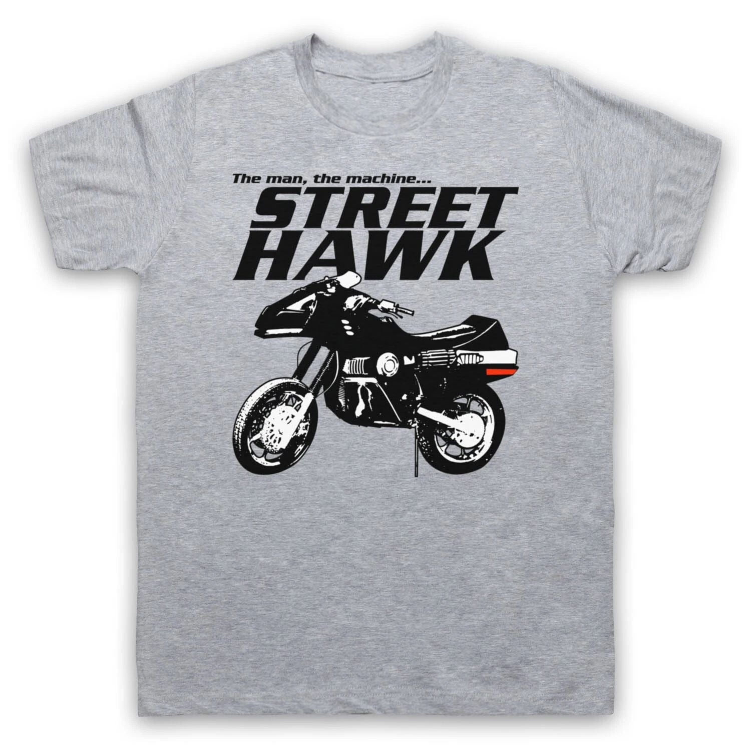 STREET HAWK THE MAN THE MACHINE MOTORCYCLE SUPERHERO MENS & WOMENS T-SHIRT