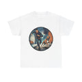 Man & Pitbull Running Urban Street Art T-Shirt Cool Dog & Owner Graphic Tee