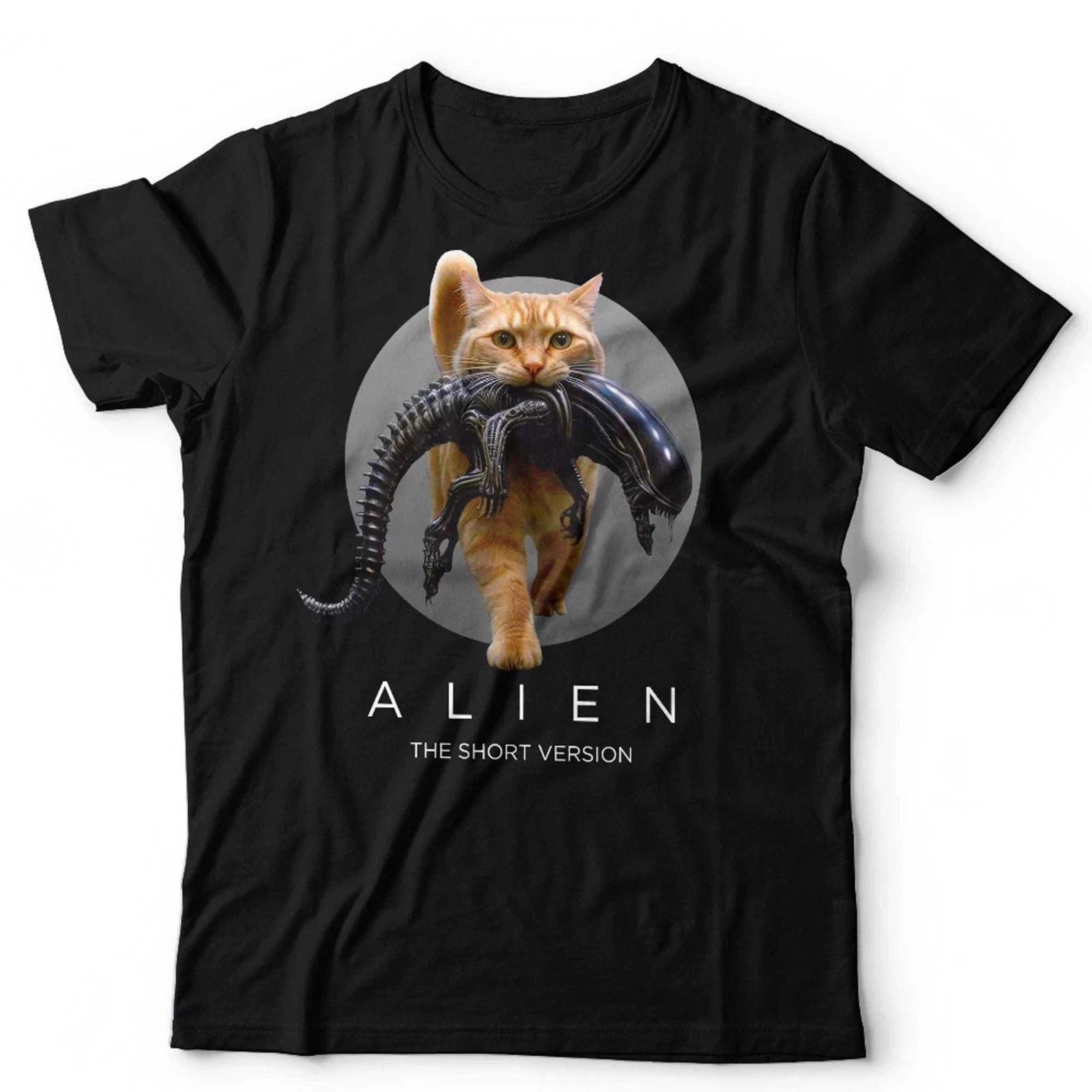 Funny Alien Cat Lover Parody Movie Style Graphic T-Shirt