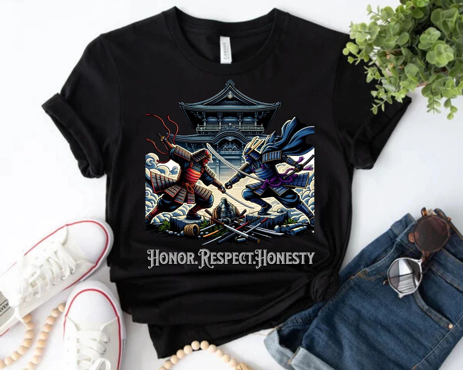 Shogun Warrior Shirt – Honor Respect Honesty Vintage Japanese Samurai Tee Boho