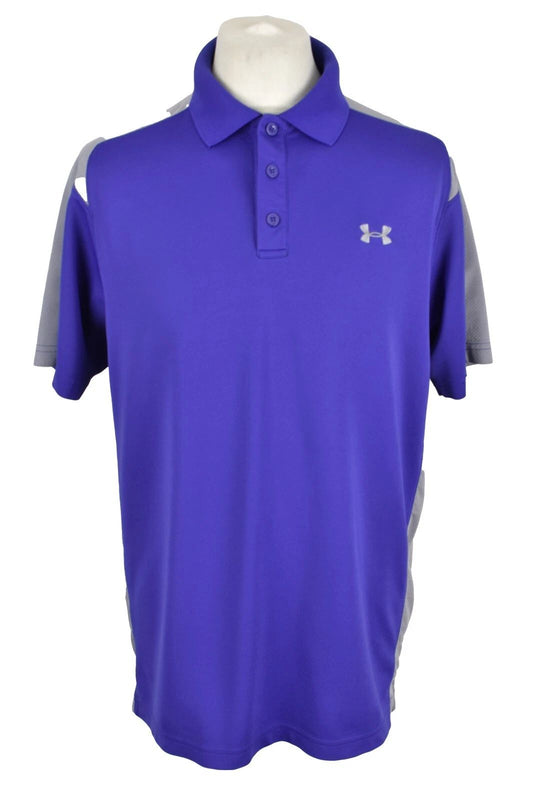 UNDER ARMOUR Purple Polo Shirt size L Mens Short Sleeves Polyester Collared