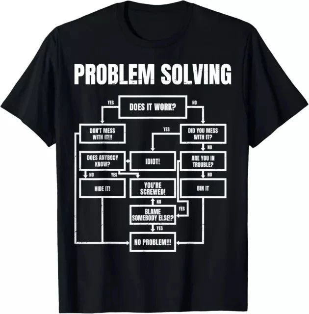 Men Problem Solving Chart - Flow Chart Geek Nerd Funny  Gift Tees S-3XL
