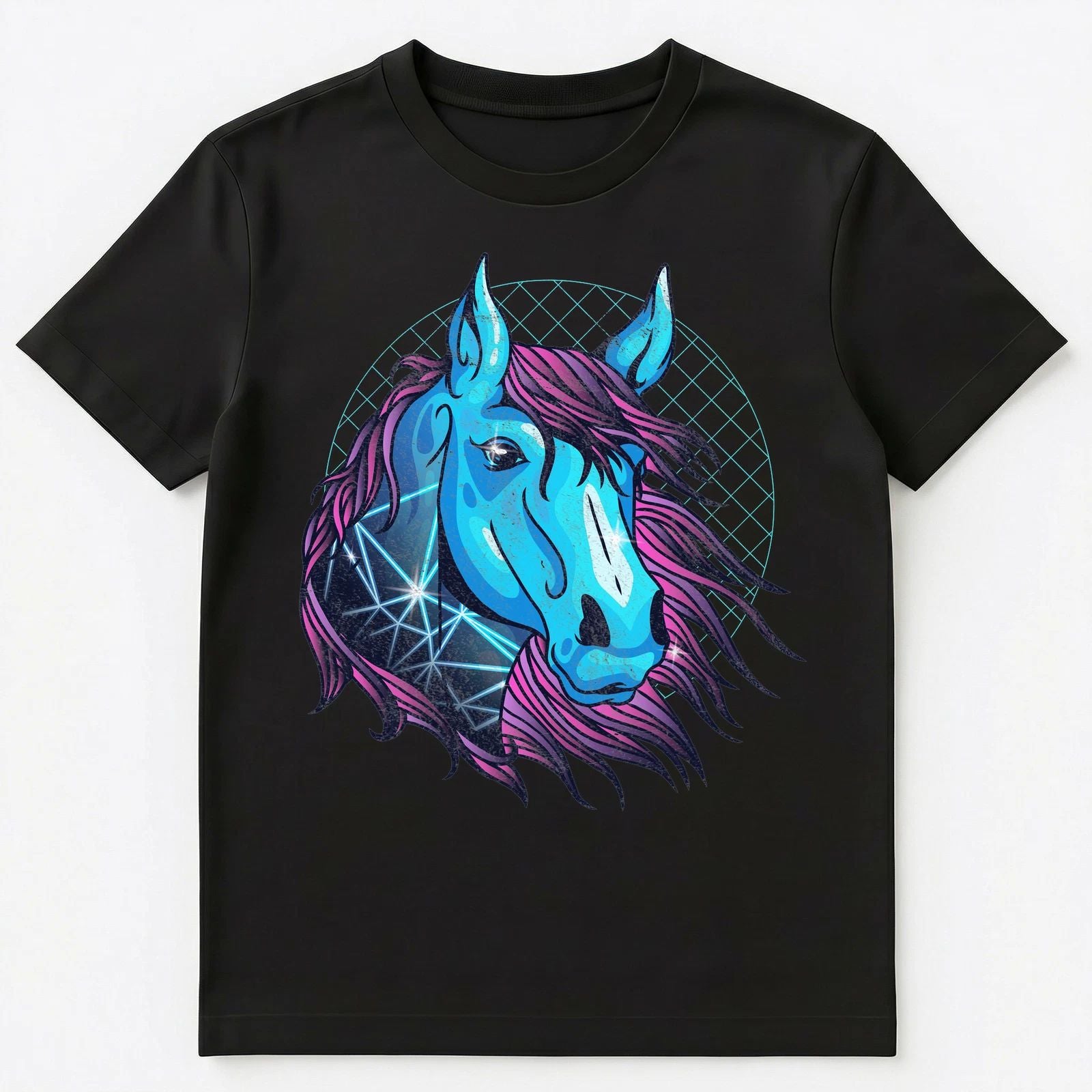 Horse Face Retro Vaporwave Aesthetic Art Style Unisex T-Shirt