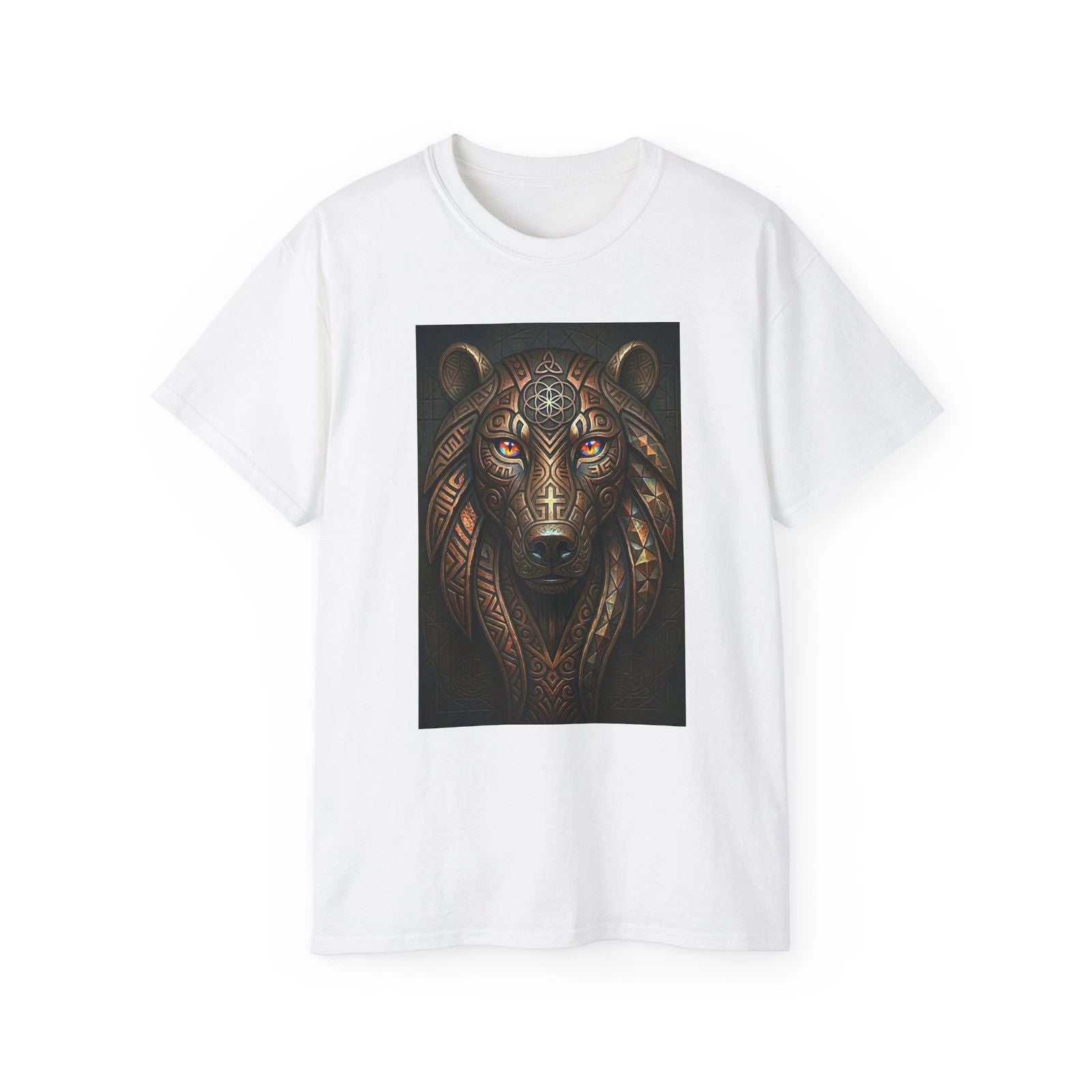 Intricate Tribal Wolf Artwork T-Shirt | Geometric Mandala Wolf Print