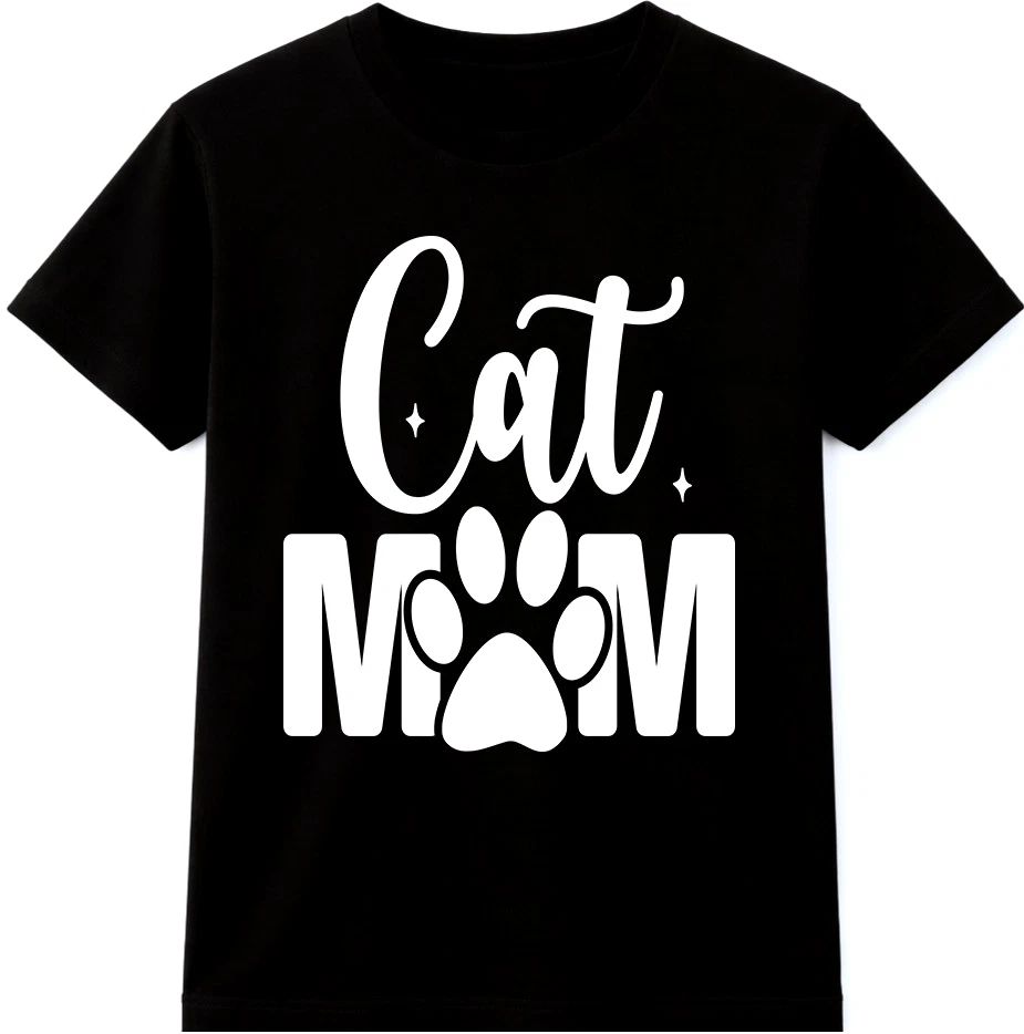 Cat Mom T Shirt Cute Paw Print Graphic Tee Cat Lover Mother Gift Idea Top