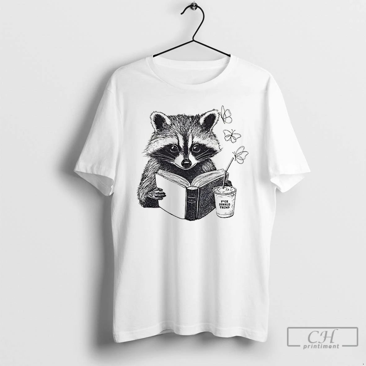 Classic Raccon Reading Book And Coffee Subtle Anti Trump T Shirts