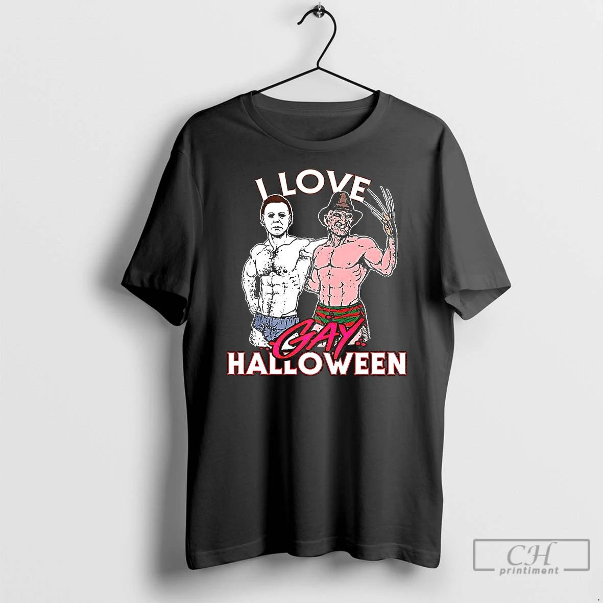 Premium Michael Myers And Freddy Krueger I Love Gay Halloween Funny