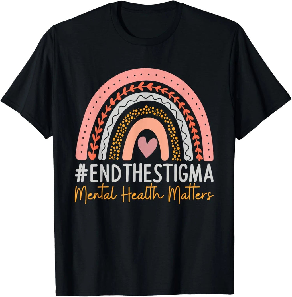 Mental Health Matters End The Stigma Rainbow Boho Unisex T-Shirt