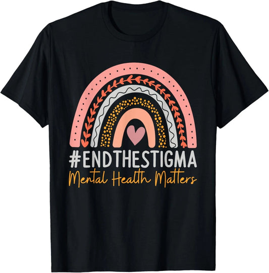 Mental Health Matters End The Stigma Rainbow Boho Unisex T-Shirt