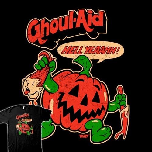 GHOUL AID Halloween KOOL AID MAN Drink Mix Ad Horror Spoof Art TEEFURY T-SHIRT