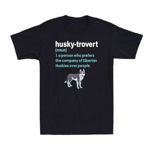 Husky-trovert Siberian Husky Humor Definition Introvert Dog Lover Men's T-Shirt