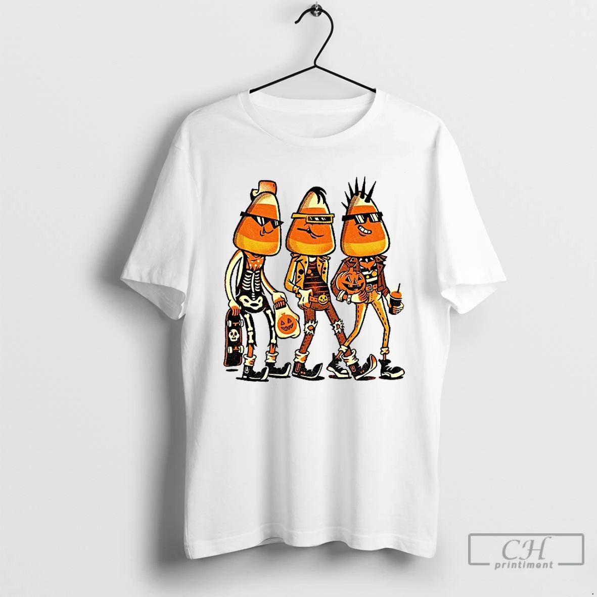 Classic Candy Corn Punk Rock Pumpkin Halloween T Shirts