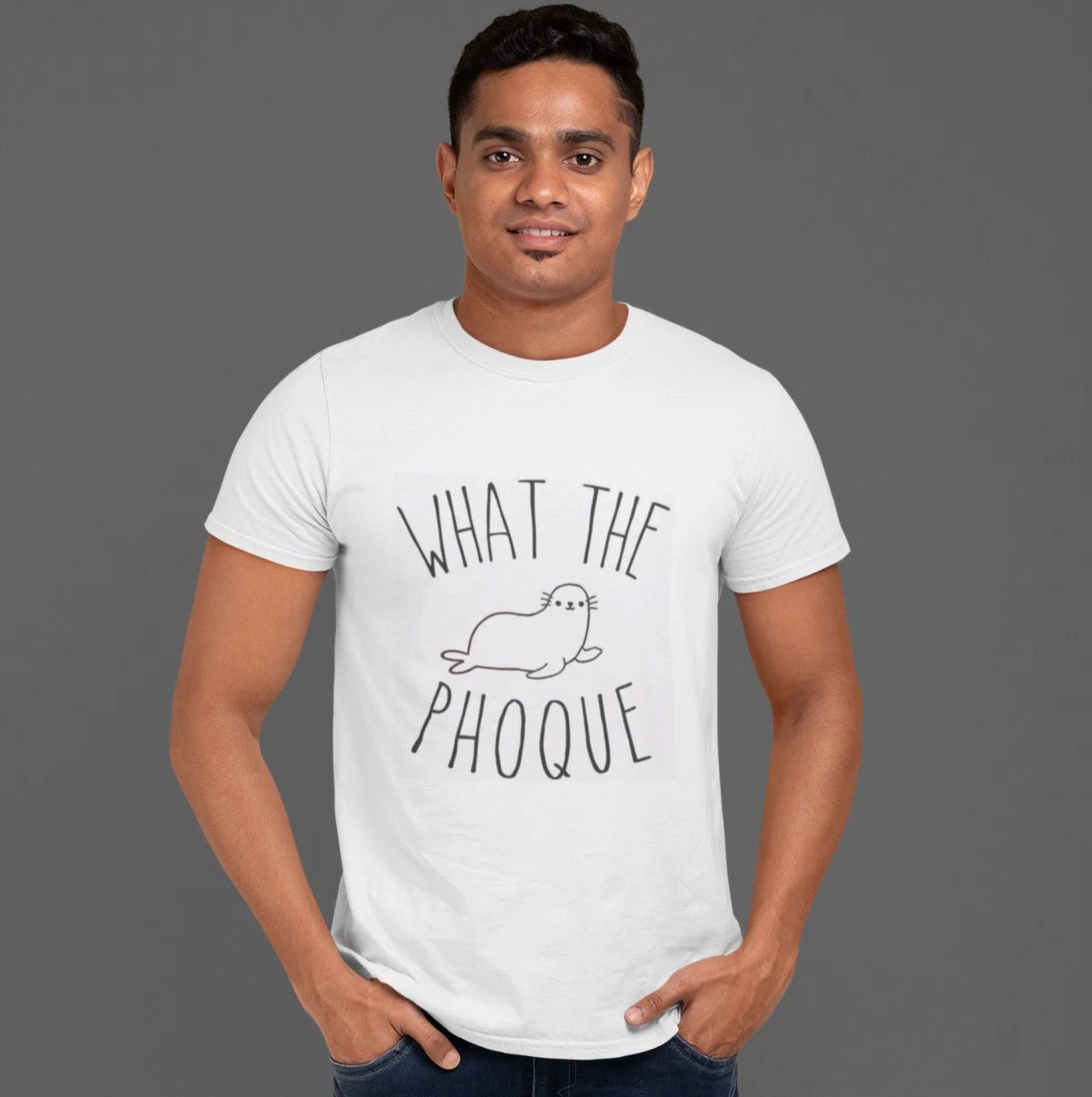 Men's Short Sleeve T-Shirt White, WHAT THE PHOQUE