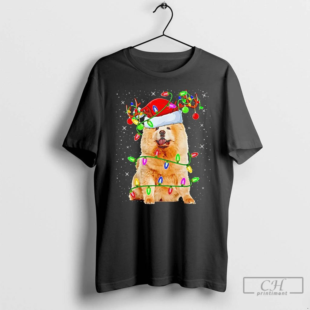 Classic Christmas Chow Chow Lights T Shirts