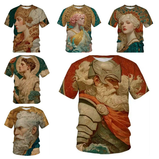 3D Print Women Men Short Sleeve T-shirt Casual Tee Tops Greek Mythology Trendy