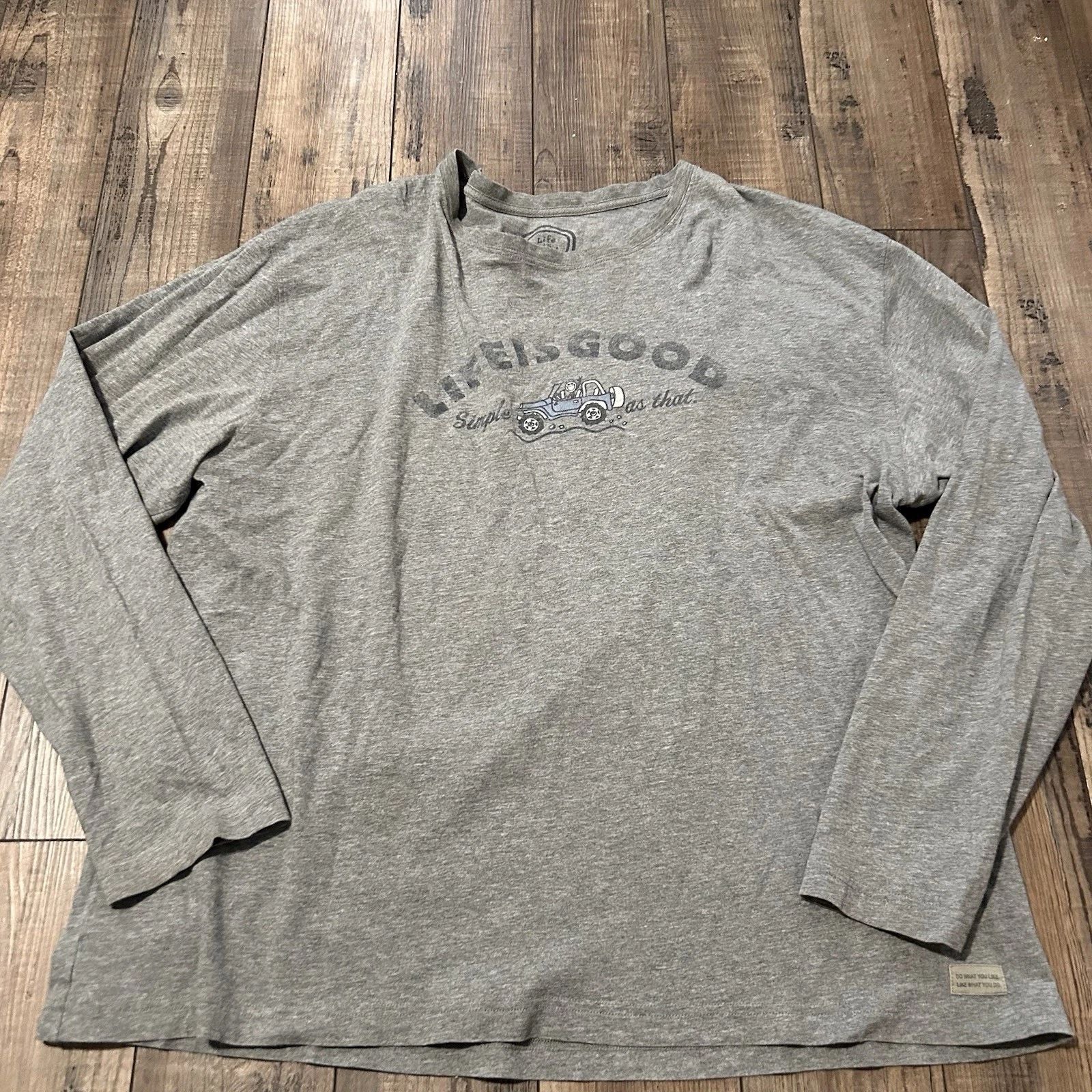 Life Is Good Unisex Long Sleeve T Shirt “Simple As That” Grey Size XL