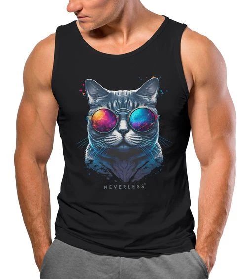 Mens Tank Top Print Cat Cat Summer Style Fashion Street Style Muscle Shirt