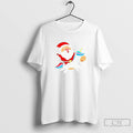 Classic Santa Claus On Unicorn Rainbow Sleigh Ride Christmas T Shirts