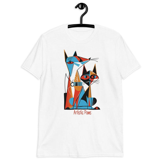 Artistic Paws Cat T-Shirt  Modern Cat Lover Tee  Abstract Cat Graphic Shirt  #32
