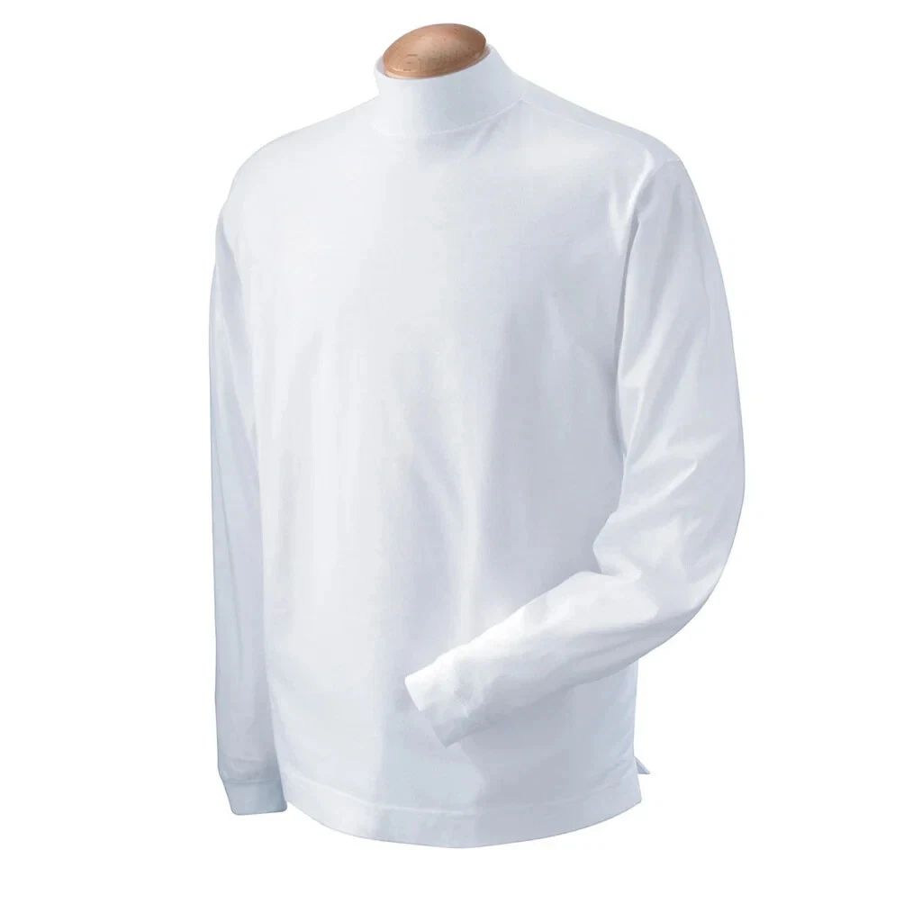 Devon & Jones Long Sleeve White Mock Neck Shirt